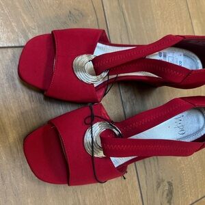 Impo Red Heeled Sandals with Silver Accents